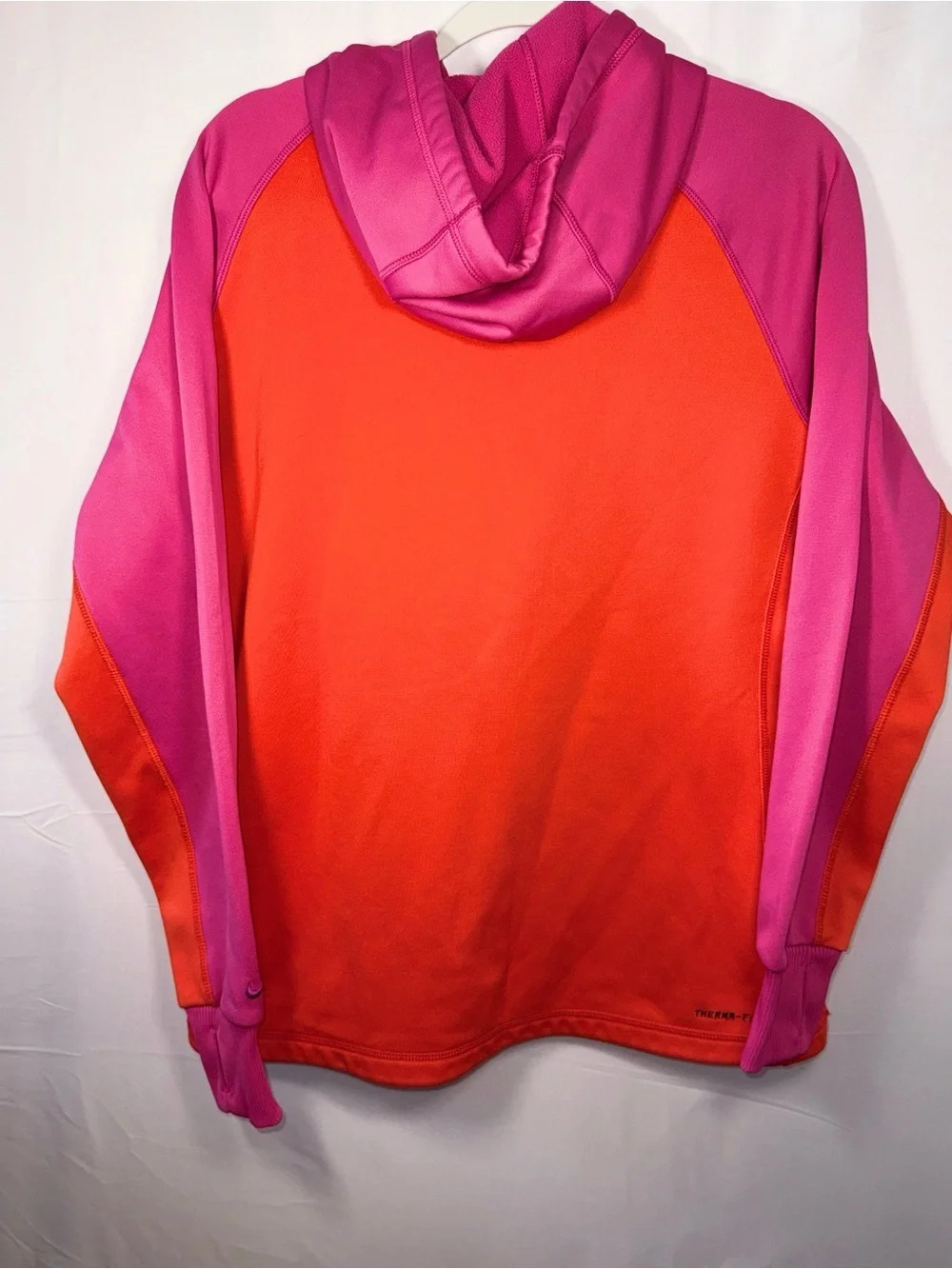 Nike Therma-Fit Women Orange & Pink Logo Pullover Hoodie Size Large
